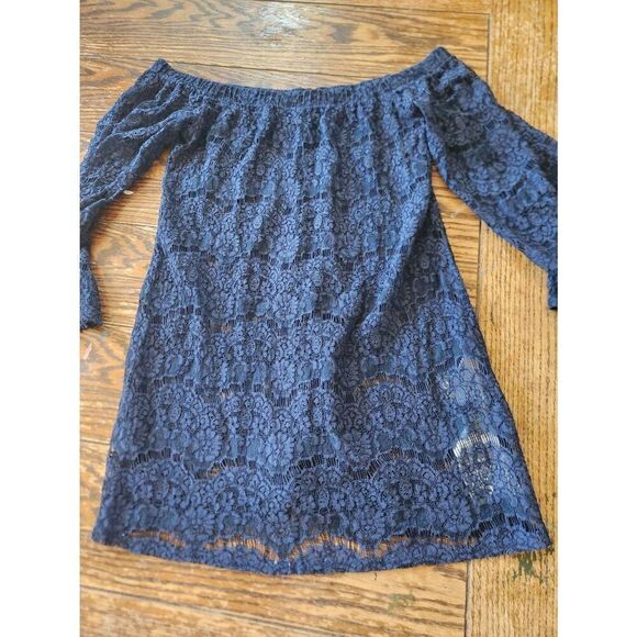 Reformation Dresses & Skirts - Reformation Blue Paige Lace Off The Shoulder Dress sz Small